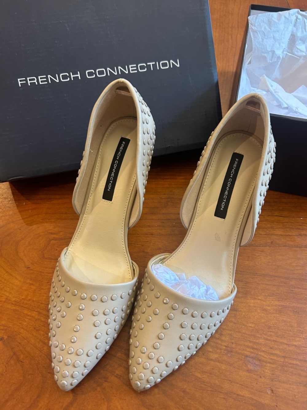 French Connection Forever- Women's Beige Studded Shoes-NEW! Size 8.5